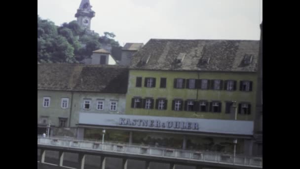 Graz Østerrike Juni 1978 Vintage Opptak Travle Piazza Maggiore Graz – stockvideo