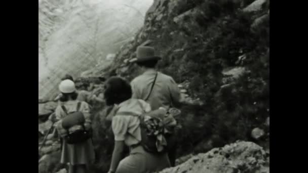 Dolomites Italy June 1955 Vintage Footage Capturing Hikers Exploring Mountains Video Clip