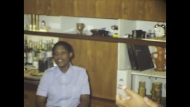 Paris France May 1975 1970S Home Party Scene Black Man — Stock Video