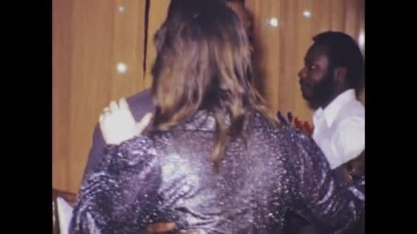 Paris France May 1975 Energetic 1970S Home Party Interracial Guests — Stock Video