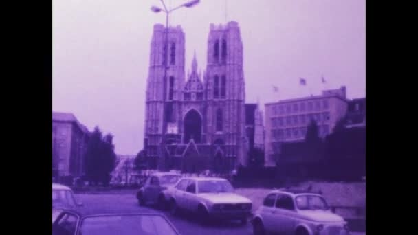 Brussel België Mei 1975 Boeiend Uitzicht Brussel Jaren Zeventig Met — Stockvideo