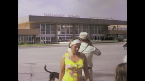 Marrakech Marokkó 1975 Június Marrakech Repülőtér Élénk Jelenete Években Megragadja — Stock videók