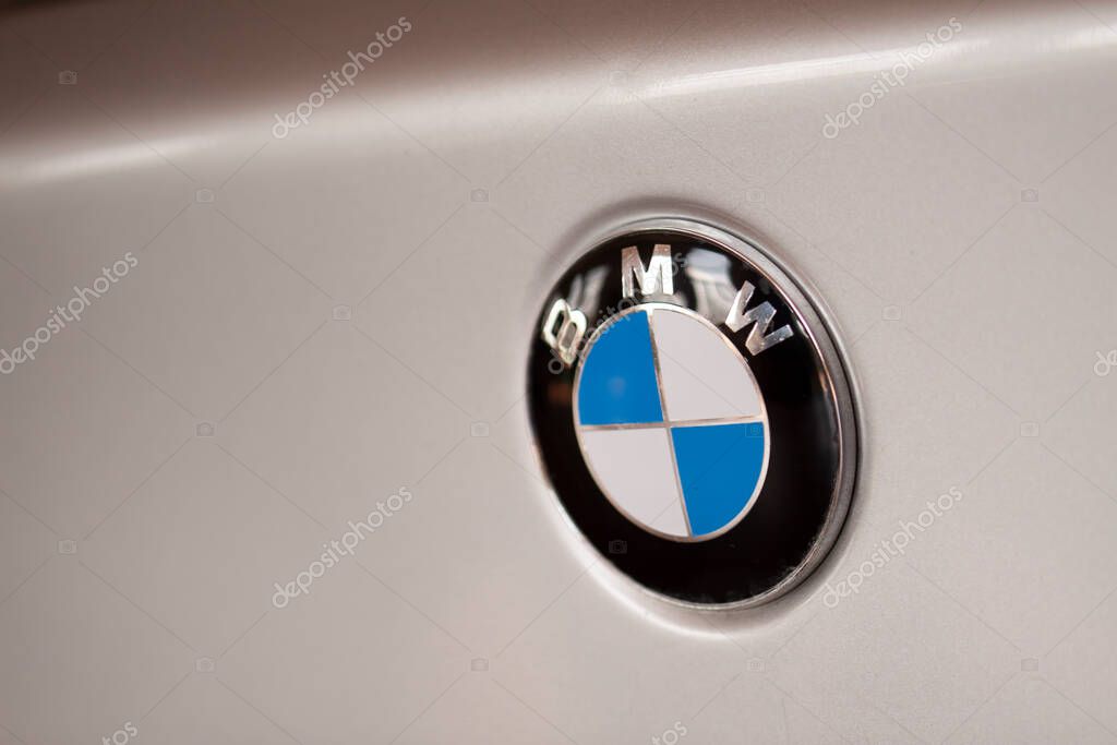 Rome, italy 10 may 2025: close-up of bmw logo, representing luxury, performance, and automotive excellence