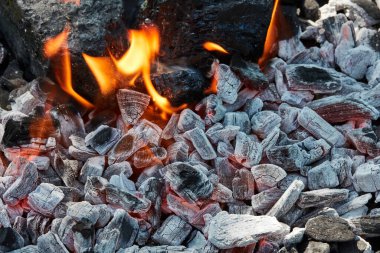 Şöminede kömür yakmak, kapatın.