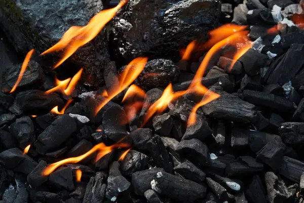 Burning Charcoal Flame — Stock Photo, Image