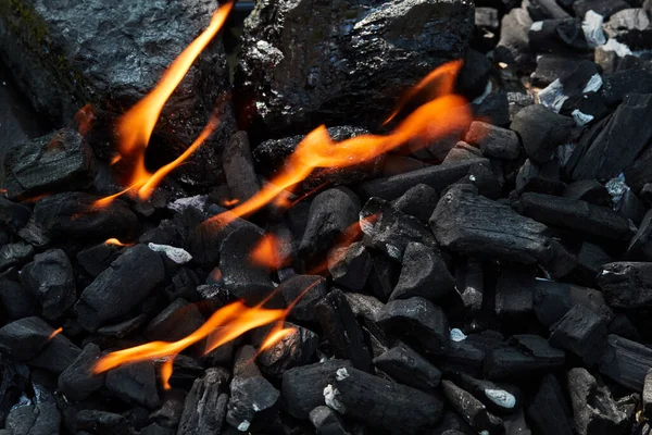 Burning Charcoal Coals Grill — Stock Photo, Image