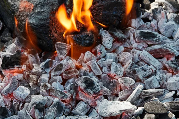 Close View Burning Coals Grill — Stock Photo, Image