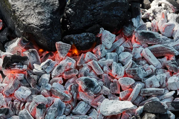 在火中的煤和煤 — 图库照片
