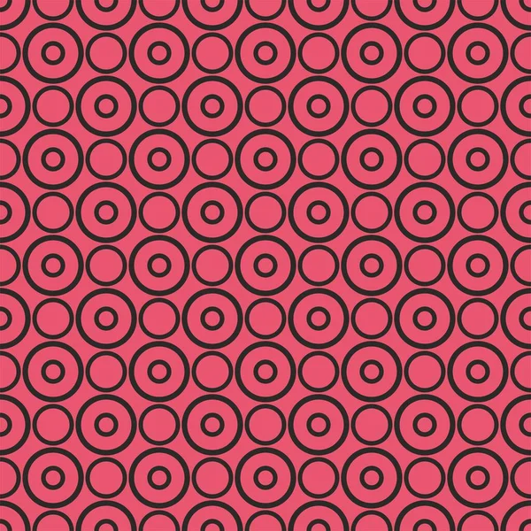 柔和的粉红背景上有黑色圆点的无缝线矢量图案 — 图库矢量图片