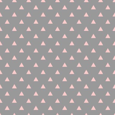 Tile vector pattern with pink triangles on pastel grey background for seamless decoration wallpaper