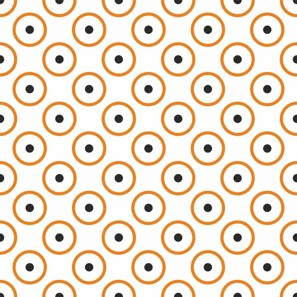 Dlaždice Vektorový Vzor Oranžovými Černými Puntíky Polka Bílém Pozadí — Stockový vektor