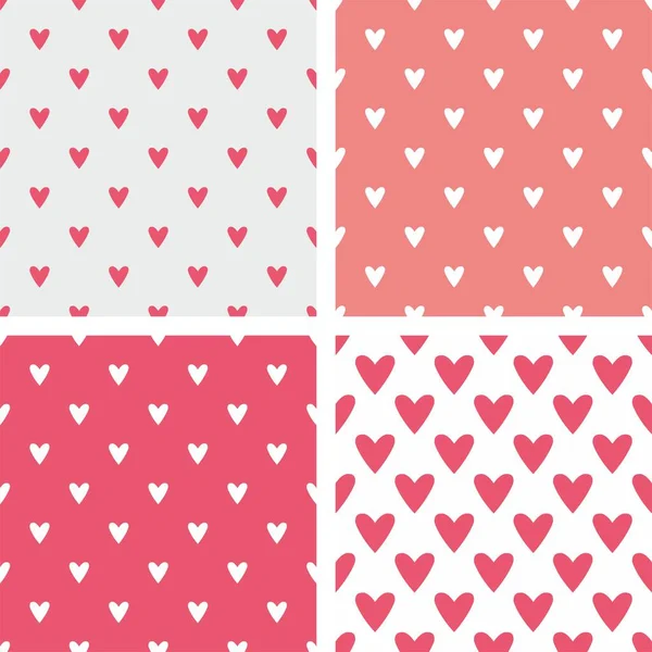 Tile Cute Vector Pattern Set Hand Drawn Hearts Pink Grey — Stock Vector