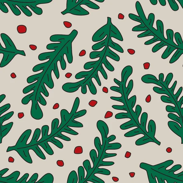 Seamless Vector Pattern Leaves Tile Background Merry Bright Holiday Universal — Stockvector