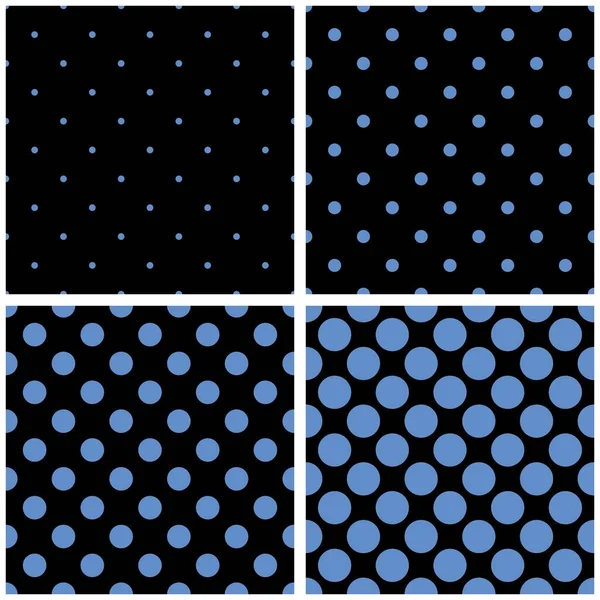 Blauer Hintergrundvektorsatz Nahtlose Muster Oder Texturen Mit Weißen Tupfen Auf — Stockvektor