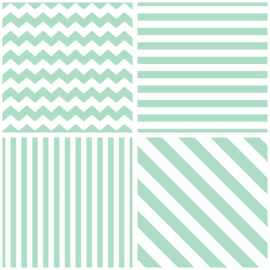 Denizci nane yeşili ve beyaz zig zag ve çizgili döşeme vektör deseni
