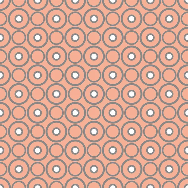 粉红橙背景上带有灰色圆点的方块矢量图案 — 图库矢量图片