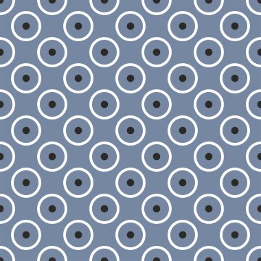 Lacivert arka planda siyah beyaz benekli döşeme vektör deseni