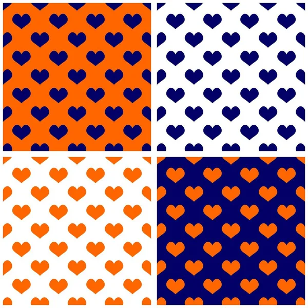 Bezešvé Oranžové Bílé Vektorové Pozadí Srdcem Plné Lásky Vzor Pro — Stockový vektor