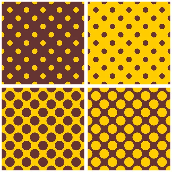 Seamless Vector Pattern Set Brown Yellow Polka Dots Tile Background — Stock Vector