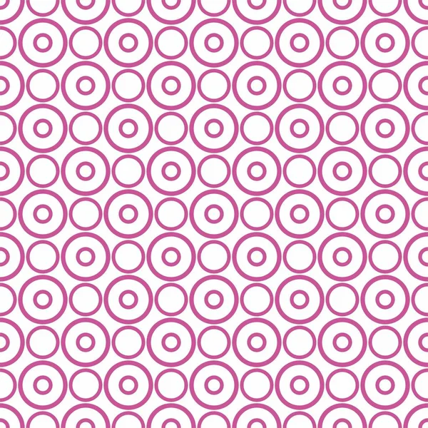 白地にピンクの水玉模様のタイルのベクトル パターン — ストックベクタ