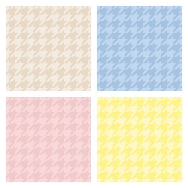 Pink Yellow Blue White Tile Vector Background Set Houndstooth Seamless — Stock Vector