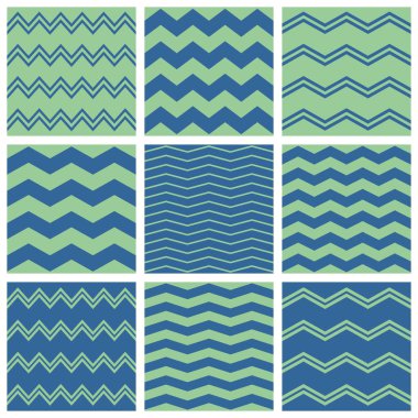 Döşeme chevron vektör deseni ayarlamak ile denizci mavi ve gri zig zag arka plan