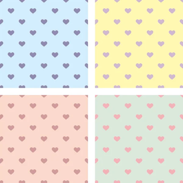 Tile Cute Vector Pattern Set Hearts Pastel Background Decoration Wallpaper — Stockvector