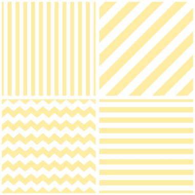 Beyaz arkaplanda sarı zig zag ve çizgili döşeme vektör deseni