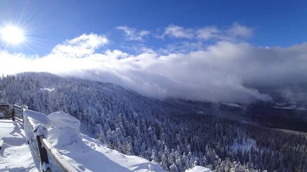 Dağlarda Karla Kaplı Güzel Bir Dağ Manzarası — Stok fotoğraf