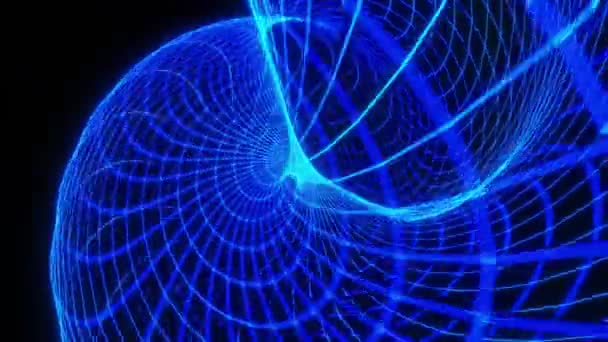 Looped Animation Spherical Wireframe Energy Grid Motion Footage Screen Saver — Stock Video