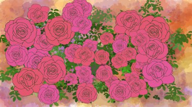 Renkli suluboya arka planda elle çizilmiş yeşil yapraklar. Yaratıcı çalışmalar ve tasarım için eşsiz bir şablon