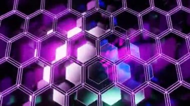 Abstract animation of hexagonal shapes, moving screensaver, animated background, footage
