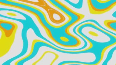 Soyut sıvı kıvrımlı animasyon arka planı. Renkli noktalarda ve çizgilerde pürüzsüz deformasyonlar, sıvı akışının simülasyonu