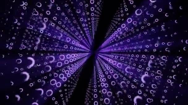 光学効果のある明るい色のネオン幾何学形状のシームレスなループアニメーション — ストック動画