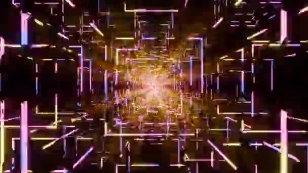 具有光学效果的明亮彩色霓虹灯网络几何形状无缝隙环路动画 — 图库视频影像