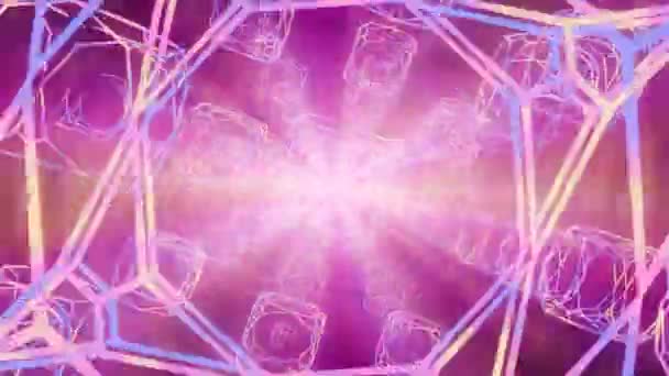 Nahtlose Loopanimation Leuchtend Farbiger Neongeometrischer Formen Mit Optischen Effekten — Stockvideo