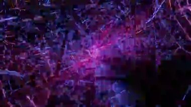 Optik efektli parlak renkli neon geometrik şekillerin kusursuz döngülü animasyonu