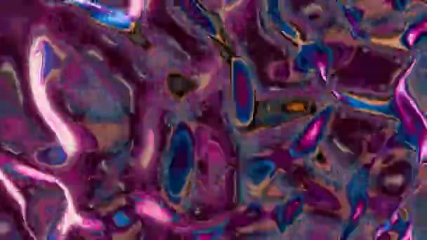 Abstrakt Animasjon Fargede Reflekterende Refleksjoner Flytende Metallisk Krom Bevegelig Bakgrunn – stockvideo