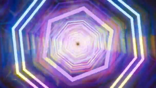 Абстрактная Бесшовная Цветная Неоновая Анимация Сияющих Геометрических Форм — стоковое видео