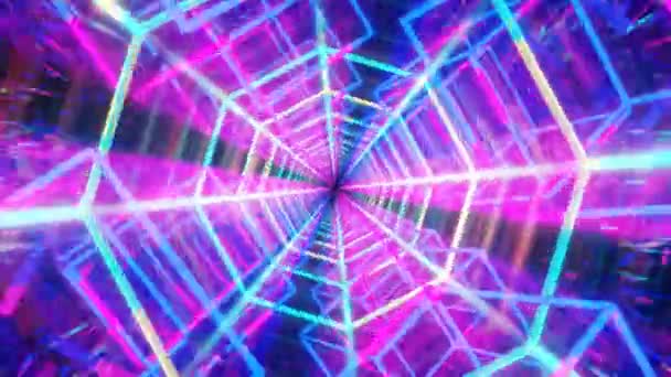 Abstrakt Sömlös Loopas Färgade Neon Animation Lysande Geometriska Former — Stockvideo