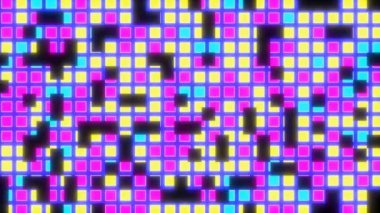 Arızalı, yanıp sönen ışık paneli olan soyut arkaplan. Canlandırılmış hareketli görüntü