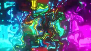 Renkli neon ışığının soyut türbülansı. Döngüye alınmış canlandırılmış arkaplan