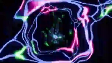 Renkli neon ışığının soyut türbülansı. Döngüye alınmış canlandırılmış arkaplan