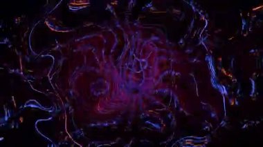 Renkli neon ışığının soyut türbülansı. Döngüye alınmış canlandırılmış arkaplan