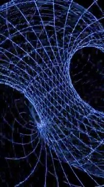 Üç boyutlu soyut ızgara neon dalgaları. Mavi dijital okyanus.