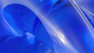 Pürüzsüz, akışkan camsı dalgaların parlak yansımaları ve yumuşak ışıklandırmasıyla mavi ve yeşil tonlarda olduğu çarpıcı bir 3 boyutlu soyut arka plan..