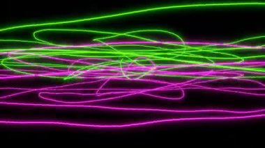 Soyut aydınlatma, neon eğri, çizgiler. Kusursuz dijital arkaplan taşınıyor