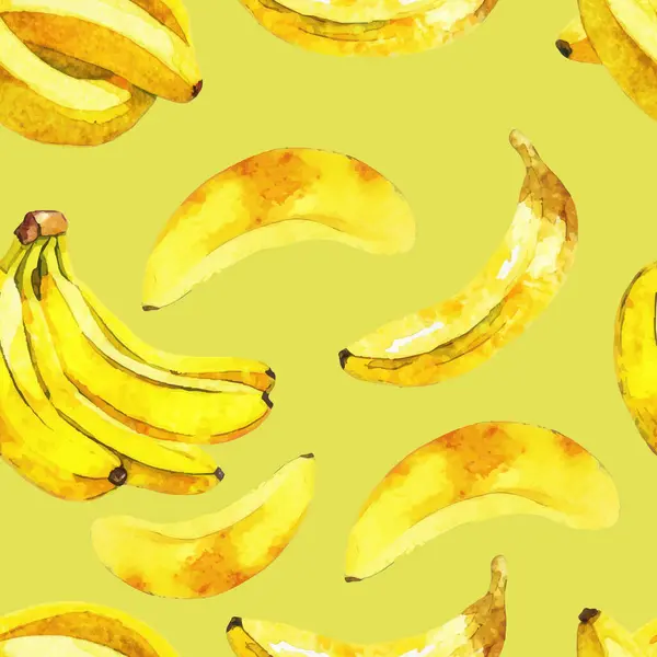 Muz. Kusursuz vektör suluboya el boyası deseni