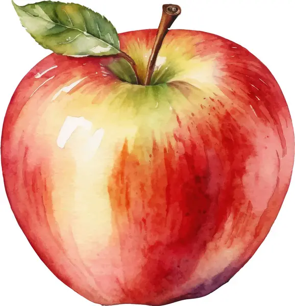  Elle boyanmış suluboya elmaları kırmızı, yeşil ve sarı yapraklı güzel, pürüzsüz desenler. Taze ve canlı tasarım..