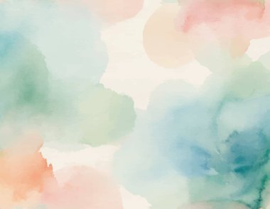 Yumuşak, rüya gibi suluboya arka plan soyut doğal manzara içeren yeşil, mavi ve şeftali rengi. Huzurlu sanatsal doku.